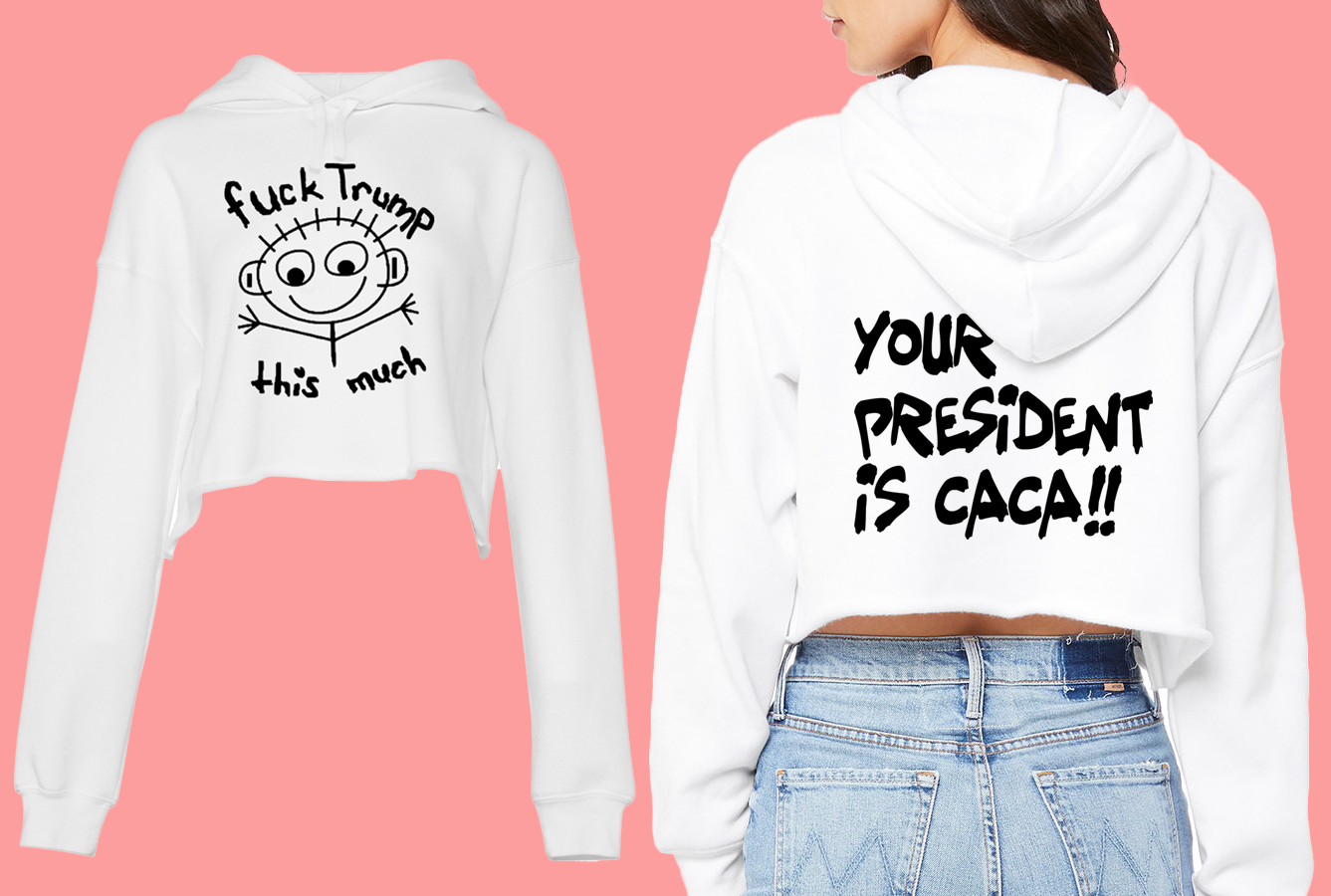 F**K Trump THIS MUCH wmn's crop Hooodie